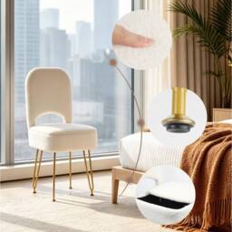 FORGEVIO Velvet Vanity Chair with Hidden Storage, 40x44x82cm, White - Size: 40 x 44 x 82 cm - thumbnail 4