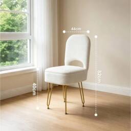 FORGEVIO Velvet Vanity Chair with Hidden Storage, 40x44x82cm, White - Size: 40 x 44 x 82 cm - thumbnail 2