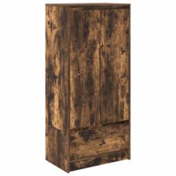 Berkfield Home Durable Cabinet with Drawer Smoked Oak 55.5x34x119.5 cm Engineere in Brown - thumbnail 3