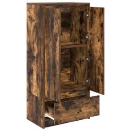 Berkfield Home Durable Cabinet with Drawer Smoked Oak 55.5x34x119.5 cm Engineere in Brown - thumbnail 5