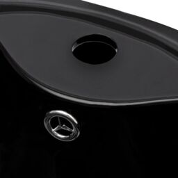 Berkfield Home Ceramic Stand Bathroom Sink Basin Faucet/Overflow Hole Black Round - thumbnail 5