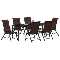 Berkfield Home 7 Piece Garden Dining Set Brown Poly Rattan - thumbnail 3