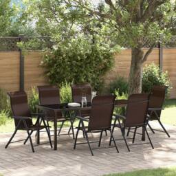 Berkfield Home 7 Piece Garden Dining Set Brown Poly Rattan