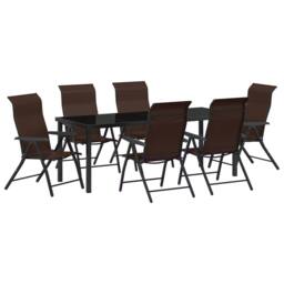 Berkfield Home 7 Piece Garden Dining Set Brown Poly Rattan - thumbnail 2