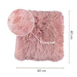 Infinity Leather Luxury Genuine Sheepskin 40x40cm Real Wool Single Sided Cushion in Pink - Size: 40 cm x 40 cm - thumbnail 2