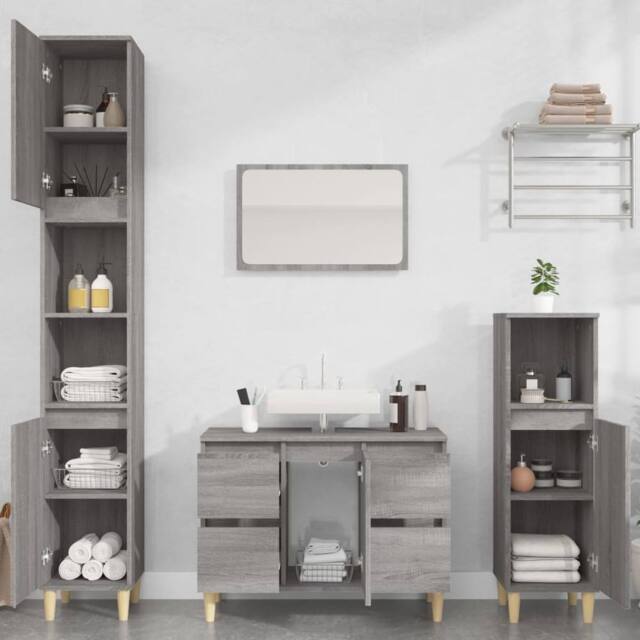 Berkfield Home Sink Cabinet Grey Sonoma 80x33x60 cm Engineered Wood - Size: 80 x 33 x 60 cm - image 1