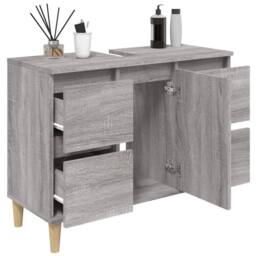 Berkfield Home Sink Cabinet Grey Sonoma 80x33x60 cm Engineered Wood - Size: 80 x 33 x 60 cm - thumbnail 4