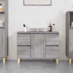 Berkfield Home Sink Cabinet Grey Sonoma 80x33x60 cm Engineered Wood - Size: 80 x 33 x 60 cm - thumbnail 2