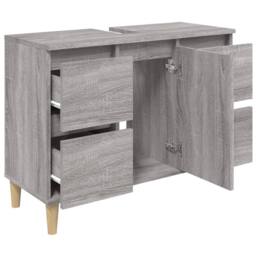 Berkfield Home Sink Cabinet Grey Sonoma 80x33x60 cm Engineered Wood - Size: 80 x 33 x 60 cm - thumbnail 6