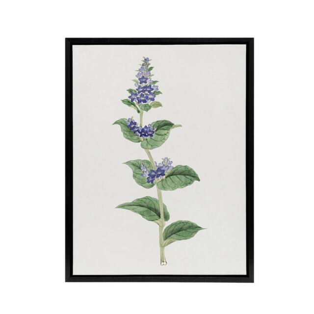 "Artery8 Gentian Flower Framed Canvas Wall Art Print Vintage Japanese Botanical in Pink - Size: W24"" x H32""" - image 1
