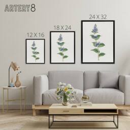 "Artery8 Gentian Flower Framed Canvas Wall Art Print Vintage Japanese Botanical in Pink - Size: W24"" x H32""" - thumbnail 4