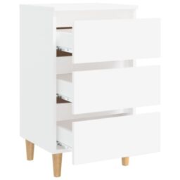 Berkfield Home Bed Cabinet with Solid Wood Legs White 40x35x69 cm - Size: 40 x 35 x 69 cm - thumbnail 4