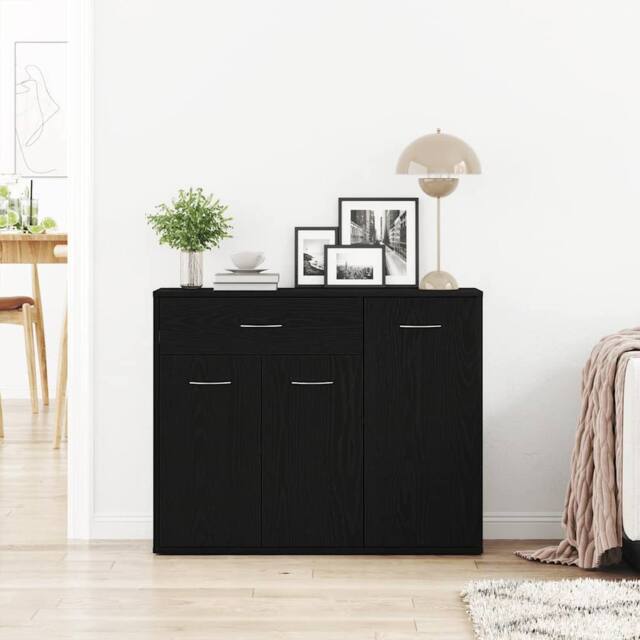 Berkfield Home Sideboard Black Oak 88x30x70 cm Engineered Wood - Size: 88 x 30 x 70 cm - image 1