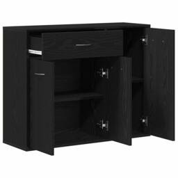 Berkfield Home Sideboard Black Oak 88x30x70 cm Engineered Wood - Size: 88 x 30 x 70 cm - thumbnail 4