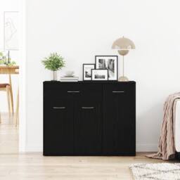 Berkfield Home Sideboard Black Oak 88x30x70 cm Engineered Wood - Size: 88 x 30 x 70 cm - thumbnail 1