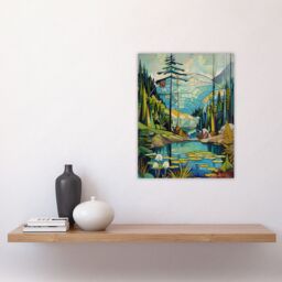 "Artery8 The Eden Project Dome Stylised Painting Hippy Wall Art Print in Blue - Size: W24"" x H32""" - thumbnail 4