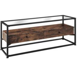 tectake Sideboard Maidenhead - Tabletop Made Of Safety Glass, 2 Large Drawers in Brown - thumbnail 1