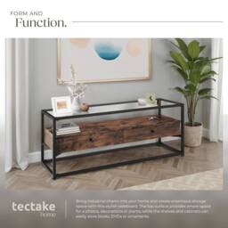 tectake Sideboard Maidenhead - Tabletop Made Of Safety Glass, 2 Large Drawers in Brown - thumbnail 4