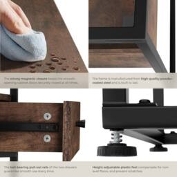 tectake Sideboard Maidenhead - Tabletop Made Of Safety Glass, 2 Large Drawers in Brown - thumbnail 5