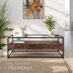 tectake Sideboard Maidenhead - Tabletop Made Of Safety Glass, 2 Large Drawers in Brown - thumbnail 8