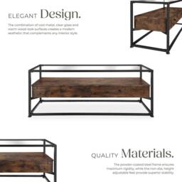 tectake Sideboard Maidenhead - Tabletop Made Of Safety Glass, 2 Large Drawers in Brown - thumbnail 3