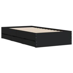 Berkfield Home Bed Frame with Drawers without Mattress Black 75x190 cm Small Single - thumbnail 4