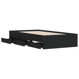 Berkfield Home Bed Frame with Drawers without Mattress Black 75x190 cm Small Single - thumbnail 5