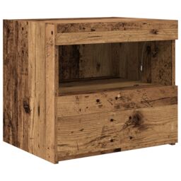 Berkfield Home Bedside Cabinet with LED Lights Old Wood 50x40x45 cm in Brown - Size: 50 x 40 x 45 cm - thumbnail 2