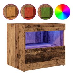Berkfield Home Bedside Cabinet with LED Lights Old Wood 50x40x45 cm in Brown - Size: 50 x 40 x 45 cm - thumbnail 3
