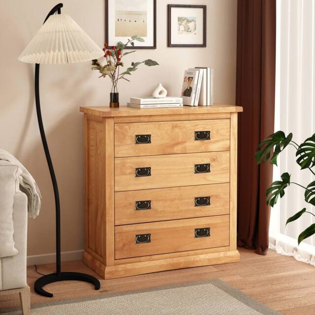 Cabinet Bits Lucca 4 Drawer Chest of Drawers Bras Drop Handle in Light Brown - image 1