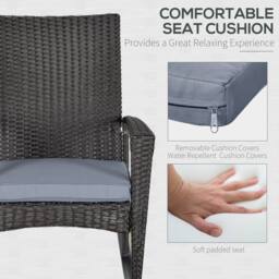 OUTSUNNY Garden Rattan Rocking Chair, Bistro Recliner Rocker Furniture Seater in Grey - thumbnail 5