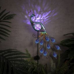 Leaper Solar Metal Peacock Garden Decorative Lights in Purple - thumbnail 2