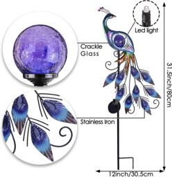 Leaper Solar Metal Peacock Garden Decorative Lights in Purple - thumbnail 4
