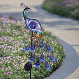Leaper Solar Metal Peacock Garden Decorative Lights in Purple - thumbnail 3
