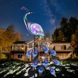 Leaper Solar Metal Peacock Garden Decorative Lights in Purple