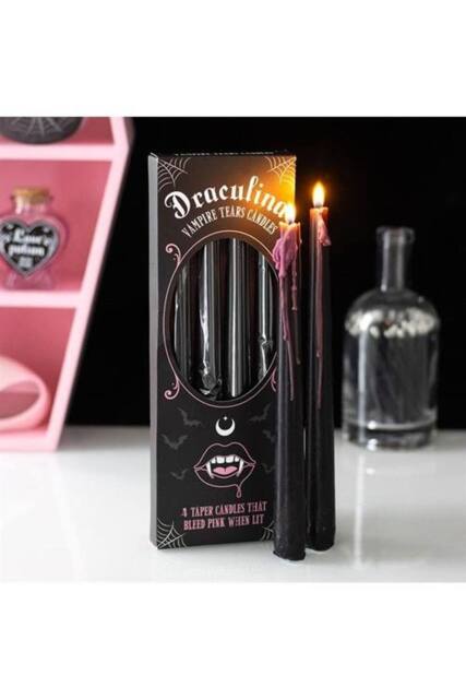 KDMD Set of 4 Pink Vampire Tears Taper Candles in Black - image 1