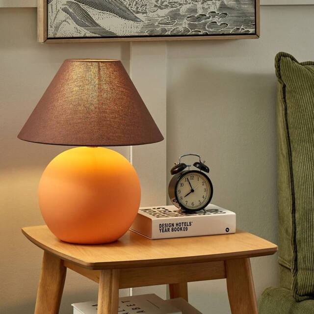 Wyld and Coco Orange Ceramic Table Lamp with Linen Shade 41 cm - image 1