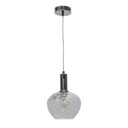 First Choice Lighting Set of 2 Bradson - Clear Swirl Glass Chrome Deco Pendant Fittings - thumbnail 2