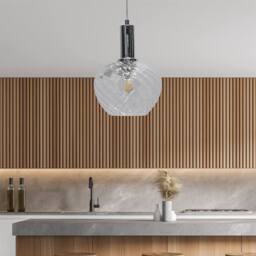 First Choice Lighting Set of 2 Bradson - Clear Swirl Glass Chrome Deco Pendant Fittings - thumbnail 4