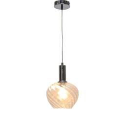 First Choice Lighting Set of 2 Bradson - Clear Swirl Glass Chrome Deco Pendant Fittings - thumbnail 3