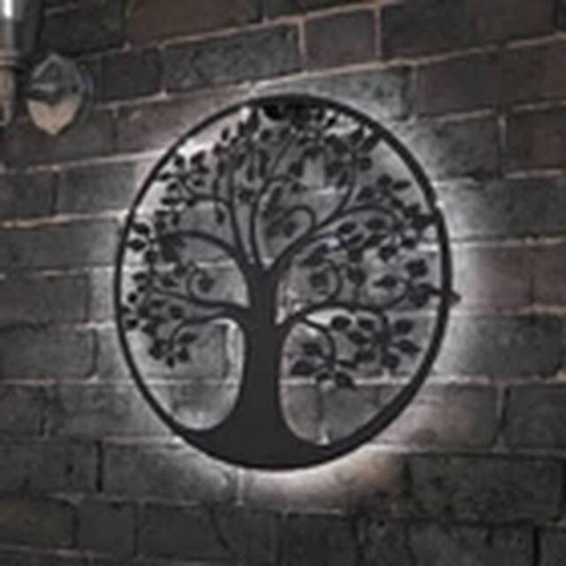 EONLION Solar Backlit Tree of Life Silhouette Wall Art Garden Decor in Black - image 1