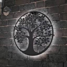 EONLION Solar Backlit Tree of Life Silhouette Wall Art Garden Decor in Black - thumbnail 1