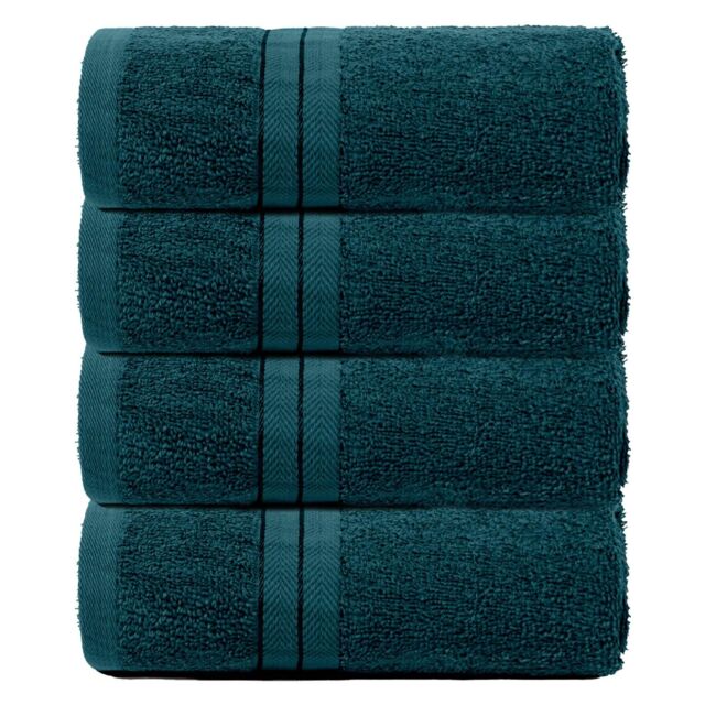 OHS 4 Pack of 100% Cotton Bathroom Hand Towel in Teal - image 1