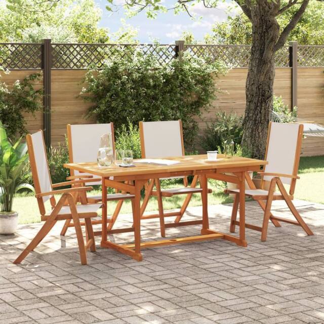Berkfield Home 5 Piece Garden Dining Set Solid Wood Acacia & Textilene in Brown - image 1