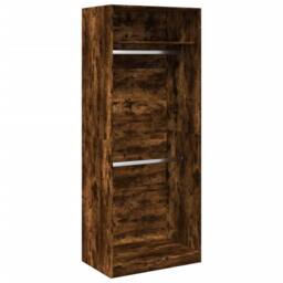 Berkfield Home Wardrobe Smoked Oak 80x50x200 cm Engineered Wood in Brown - Size: 80 x 50 x 200 cm - thumbnail 1