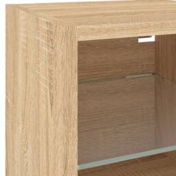 Berkfield Home 7 Piece TV Wall Units with LED Sonoma Oak Engineered Wood in Tan - thumbnail 9
