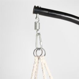 OHS Macrame Hanging Chair Outdoor Swing Garden Hammock Rope Tassels in Cream - thumbnail 8