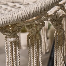 OHS Macrame Hanging Chair Outdoor Swing Garden Hammock Rope Tassels in Cream - thumbnail 3