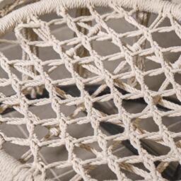 OHS Macrame Hanging Chair Outdoor Swing Garden Hammock Rope Tassels in Cream - thumbnail 2