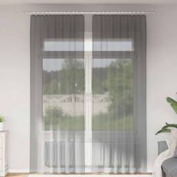 Berkfield Home Voile Curtains with Rod Pockets 2 pcs Dark Grey - thumbnail 2